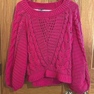 Express Quarter Sleeve Sweater in bright pink. XS. Warm and baggy.